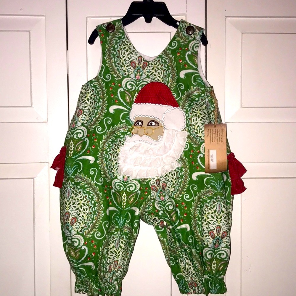 NWT LaJenns Children’s Boutique Ruffle Christmas Santa Romper Size 18 Months
